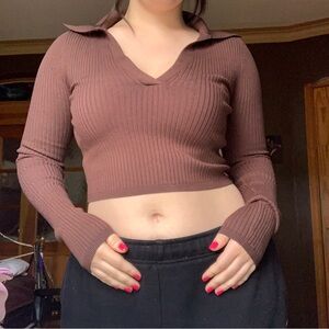 Aritzia long sleeve polo top